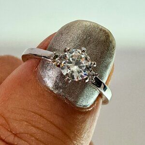Stunning Ring with Solitaire Stone in Diamond Look